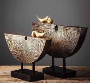 Modern Aluminium Geometric Sculpture Set 2Pcs Handmade Eco-Friendly Tabletop Decor for Home Office - Product Image 2