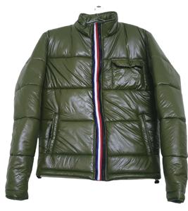 แจ็กเก็ตขนเป็ดแวววาวสำหรับผู้ชายเสื้อแจ็กเก็ตผ้าใบกันหนาวบุโพลีเอสเตอร์สีเขียวมะกอกถอดออกได้สไตล์สตรีทแวร์ - Product Image 1