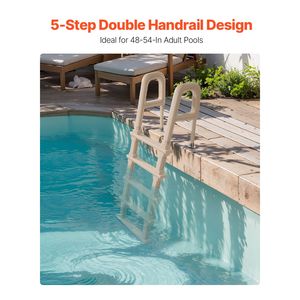 Scaletta per piscina a 5 gradini con doppia corrimano, antiscivolo, in plastica resistente, capacità di carico 300 libbre, misure 48'' 54'' per piscine interrate - Product Image 2