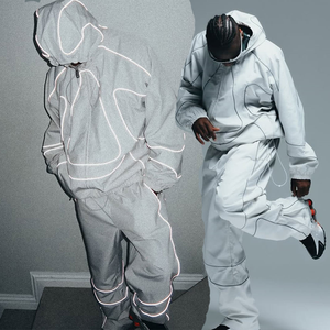 Men's <b>White</b> Solid Quick Dry Lightweight Tracksuit Hooded Full Sleeve Drawstring Closure Streetwear <b>Jogger</b> Set Autumn Casual Wear - Product Image 3