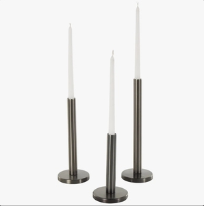 Support de bougie conique tubulaire en métal brossé foncé, fait main, durable, écologique, style industriel moderne, pour centre de table, vente en gros - Product Image 3