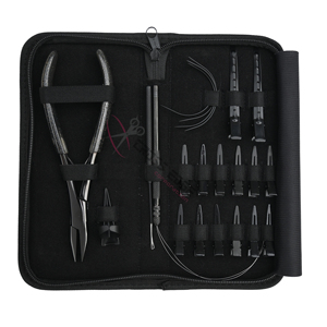 Kit de herramientas para extensiones de cabello con pinzas de cocodrilo negras, anillo separador de cabello negro, alicates mate para extensiones de cabello, agujas en forma de C - Product Image 6