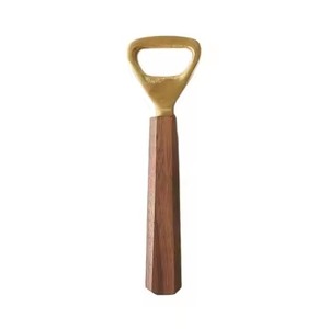 Ouvre-bouteille en laiton avec manche en bois, logo personnalisé, ouvre-bouteille décoratif, accessoires de bar, ouvre-bouteille à champagne et bière pour barman, en vente - Product Image 1