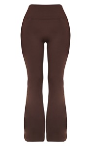 <b>Brown</b> Mid Waist Flared Leg Yoga <b>Leggings</b> Full Length Spandex/Nylon Four-Way Stretch Solid Color Anti-Odor Seamless Activewear - Product Image 6
