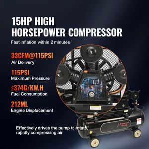 Compressore d'aria a benzina da 30 galloni con pompa a pistone a benzina da 15HP 33CFM@115PSI - Product Image 2