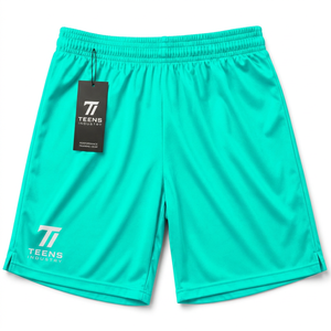 Shorts d'entraînement couleur unie, taille élastique, séchage rapide, logo imprimé par transfert thermique, équipement de performance pour l'entraînement - Product Image 1