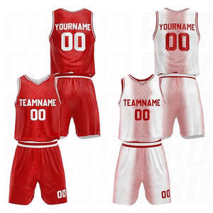 Conjunto de Uniforme de Baloncesto Halftone Rojo, Nuevo, Sin Mangas, para Hombre, en Tela de Poliéster, Cuello en V, Ropa Deportiva de Baloncesto - Product Image 1