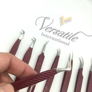 45 Degree Maroon Diamond Grip Stainless Steel <b>Eyelash</b> Tweezers Custom Logo <b>Beauty</b> <b>Tool</b> for <b>Eyelash</b> Extension Eyebrow Shaping - Product Image 2
