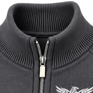 Cardigan zippé en maille pour homme, col montant, manches longues, poignets et ourlet côtelés, gris anthracite, avec poches latérales, coupe classique - Product Image 5