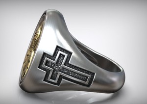 Anillo Religioso Gótico de Plata de Ley 925 con Oxidación Negra de la Virgen María - Product Image 2