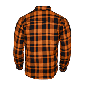 <b>Orange</b> Black High-Visibility Biker Plaid and <b>Concealed</b> Armor Flannel with DuPont Kevlar Riding Apparel for Mens Gear - Product Image 2