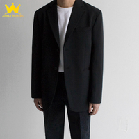 Veste formelle pour homme, coupe ample, simple boutonnage, résistante à l'usure, col rabattu, couleur unie, tendance