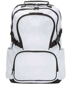 Mochila Deportiva Casual de Nailon Blanco con Múltiples Bolsillos y Detalles Negros, Mochila Deportiva de Moda para Animadoras - Product Image 1