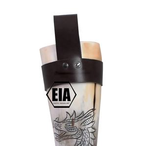 Support de corne de bière Viking authentique fait à la main Décoration de nourriture nordique médiévale Art indien exotique Gravé à la main Design Artisanat naturel - Product Image 3