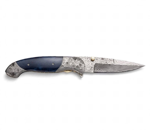 Couteau pliant en acier Damas de haute qualité, forgé à la main, lame en acier à motif, poignée en bois confortable, fabrication sur mesure, marque personnalisée, OEM - Product Image 3