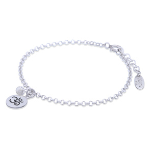 Bracelet à breloques OM en argent sterling avec perle d'eau douce Cadeau d'occasion - Product Image 2