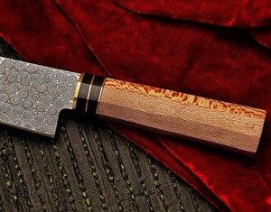 Cuchillo de Cocina Personalizable Ambidiestro de Acero de Damasco Forjado con Diseño de Gota de Lluvia, Regalo de Aniversario para Cocineros DIY, apto para lavavajillas - Product Image 2