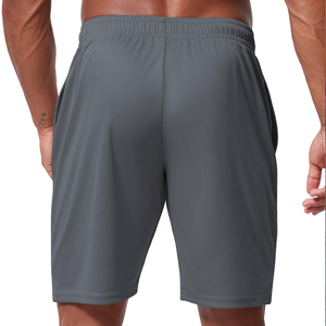 Shorts décontractés en maille unie 100 % polyester avec logo personnalisé imprimé pour hommes, respirants, séchage rapide, pour la gym et l'entraînement, quantité en gros - Product Image 2