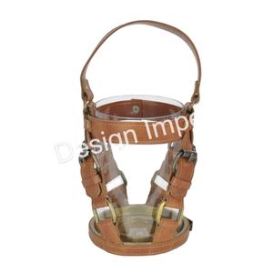 Portavelas Bit Material personalizado-Tiras de vidrio y cuero Portavelas independiente Decorativo Navidad Jardín Huracán - Product Image 1