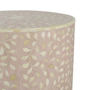 White Bone Inlay Side Table Handmade Leaf Pattern End Table Decorative Bedside Wardrobes Custom Furniture Wholesale - Product Image 3