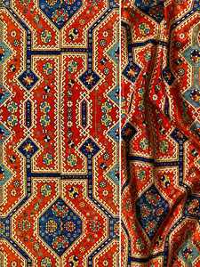 Red Floral Pattern 100% Polyester Anti-Pill <b>Fabric</b> for Sarees Dresses Kurtis Tops Scarves Home Decor and Suit - Product Image 4
