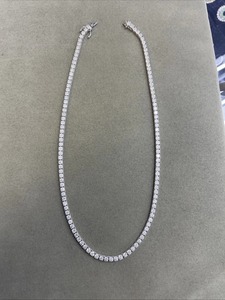 Elegante Collar Gargantilla de Diamantes Continuos para Mujer, Collar de Tenis de Oro Blanco de 18K, Chapado en Rodio, de Lujo para Boda - Product Image 1