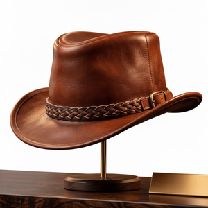 AFSAR SPORTS Handcrafted Premium Leather Cowboy <b>Hat</b> Genuine Cognac Suede <b>Western</b> Headwear Unisex Four Seasons Outdoor - Product Image 1