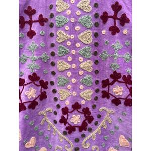 Abrigo Corto de Plumón Estilo Chino, Color Morado, de Terciopelo, Bordado, Ecológico, con Cuello Mandarín, Manga Larga, Diseño Floral de Algodón - Product Image 5