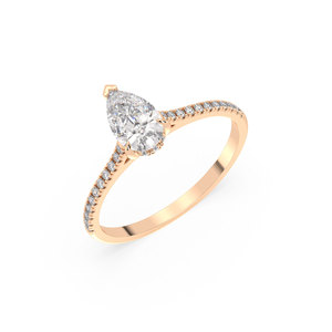 Bague de fiançailles REYES au design classique, diamant de laboratoire HPHT CVD taille poire 1,15 carat, en or massif 14 carats, bijoux certifiés IGI - Product Image 1