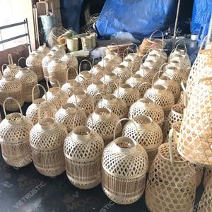 Vietrustic Trend-driven Design Woven Lantern Light <b>Hurricane</b> <b>Candle</b> Holder Bamboo Rattan Lantern Outdoor Hanging Lanterns - Product Image 5