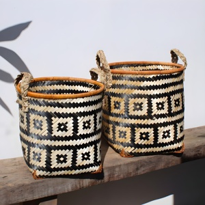 Cesta de bambú para decoración del hogar, cestas de almacenamiento de Material Natural para la exportación de Vietnam, precio barato, venta al por mayor - Product Image 4
