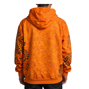 <b>Men</b> Orange Sublimation Hoodie Hexagon Matrix Graphic Oversized Streetwear Sweatshirt Apparel - Product Image 3