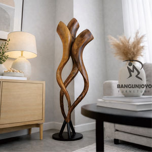 Soporte de Decoración para el Hogar Único, Hecho de Madera de Suar y Hierro, Muebles de Hotel, Diseño Minimalista Moderno, Ecológico y Duradero - Product Image 3