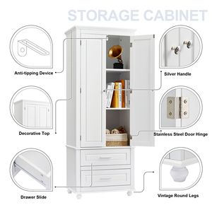 Tall Two-Drawer <b>Storage</b> <b>File</b> Cabinet for Bathroom or Office Use - Product Image 5