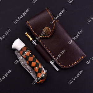 Industrial Grade Damascus Steel Back Lock Foldable <b>Utility</b> Pocket <b>Knife</b> Customized Colorful Handle 3.5in Drop Point Straight - Product Image 4