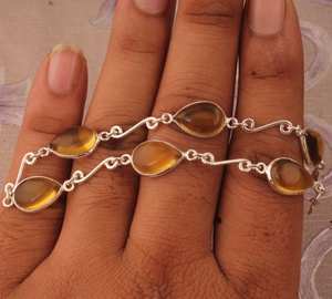 Pulsera de Cuarzo Citrino Natural, Plata de Ley 925, Joyería de Piedras Preciosas Talladas a Mano, Pulsera de Cristal Amarillo, Regalo para Mujer - Product Image 2
