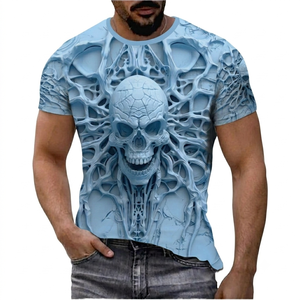 T-shirt personnalisé pour homme avec imprimé crâne et squelette, motif original, vintage, drôle, 100% coton tricoté - Product Image 2
