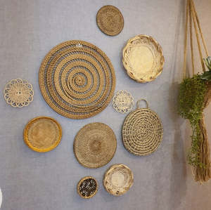 Cestas colgantes de mimbre para pared, decoración bohemia de mimbre Natural, juego de 10 - Product Image 3