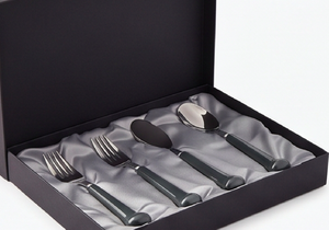 Ensemble de couverts modernes en acier inoxydable, 4 pièces, couteau, fourchette, cuillère, ustensiles de service avec poignées en résine, compatibles lave-vaisselle, pour la restauration - Product Image 6