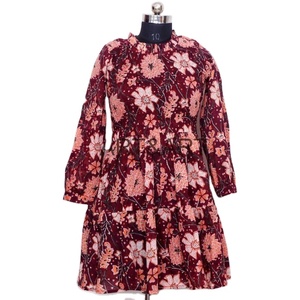 เดรสสั้นผ้าฝ้ายอินเดียฤดูร้อนสำหรับผู้หญิงชุดปาร์ตี้พิมพ์ลายดอกไม้แบบปรับแต่งได้ชุดกระโปรงเอวธรรมชาติทันสมัยของขวัญที่สมบูรณ์แบบ - Product Image 1