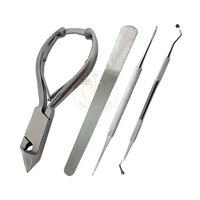Kit d'outils de soin des ongles en acier inoxydable de haute qualité professionnel et luxueux, 4 pièces, ensemble d'instruments de podologie QORVEX