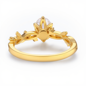 Bague en diamant de culture 1,00 ct, clarté VS1, taille ovale, couleur E, or jaune 14 carats, inspirée de la nature, pour femme - Product Image 2