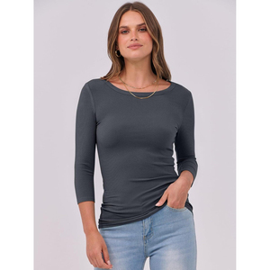 Haut sans bretelles côtelé à manches longues pour femme, coupe ajustée, couleur unie, décontracté, printemps, extensible, mélange de spandex, vintage, respirant - Product Image 4