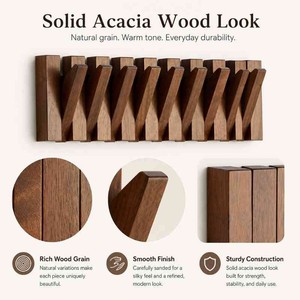 Acacia Wood Foldable <b>Wall</b> <b>Hook</b> Rack – Flip-Down Coat, Suit & <b>Key</b> Hanger (Space-Saving) - Product Image 4
