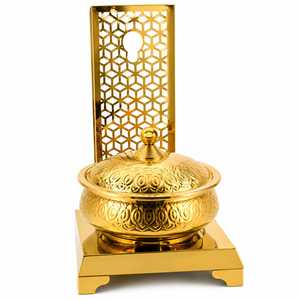 Gold Stainless Steel Chafing Dish Round Buffet <b>Server</b> Decorative <b>Food</b> Warmer for Restaurant Banquet Tabletop Use - Product Image 1