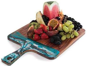 Planche à découper ronde de luxe en résine époxy et bois, épaisseur 1,5 cm, finition naturelle, compatible lave-vaisselle, pour cuisine, hôtel, restaurant, traiteur - Product Image 1