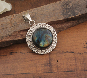 Breloques Vintage en Labradorite Naturelle, Motif Fleur, en Argent Sterling 925 Plaqué Platine, Sertissage Clos, Pierre Précieuse à Effet de Feu, Style Antique - Product Image 4