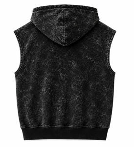 Hoodie en molleton coton/polyester sans manches, personnalisable avec logo, délavé à l'acide, pour homme, modèle 2026, le plus vendu - Product Image 2