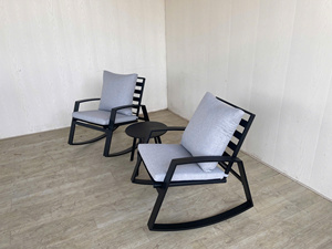 Silla Mecedora Moderna de Alta Gama con Estructura de Aluminio para Exteriores, con Cojín Gris, Muebles de Jardín para Villa, Patio, Piscina - Product Image 4