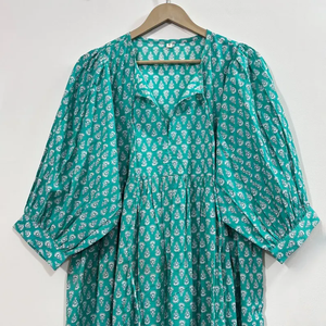 Vestido Oversize Casual Midi para Mujer, Tejido 100% Algodón, Estampado Floral Liso, Forro de Algodón, Manga Corta, Cintura Imperio, Estilo Babydoll - Product Image 5